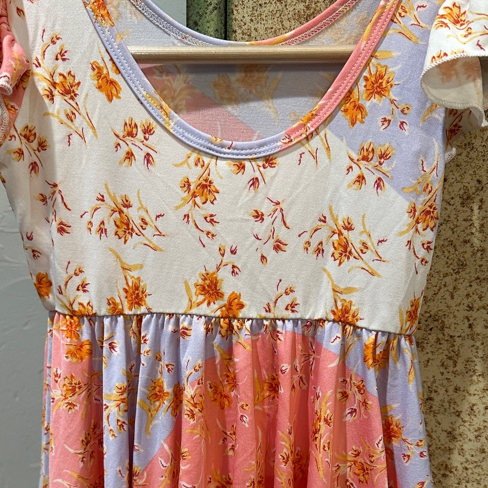 Dot Dot Smile Floral Kids Dress in Pink and purple - Picture 5 of 5